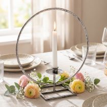 Produkt Pierścionek dekoracyjny metalowy świecznik srebrny shabby chic Ø32cm