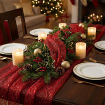 Produkt Christmas Deco Tkanina Poliester Czerwony x 2 różne 35x200cm