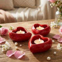 Produkt Ceramiczna miseczka dekoracyjna serce czerwona błyszcząca 11,5×10×5,5cm 3 szt