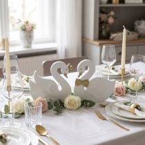 Produkt Dekoracyjne łabędzie ślubne drewno białe złoto 12x13cm 2 szt