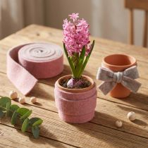 Produkt Wstążka dekoracyjna do doniczek wstążka wełniana filc wełniany stary róż szary 7,5cm 5m