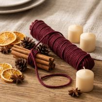 Produkt Nić do knotów, sznurek wełniany, Bordeaux, sznurek 55 m, florystyka, rękodzieło, majsterkowanie