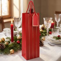 Produkt Torba na prezenty torba na butelkę papierowa czerwone złoto 9×12×36cm 1 szt