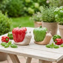 Produkt Ozdobne ślimaki ceramiczne pieprzowe czerwono-zielone wys. 10cm 2 szt