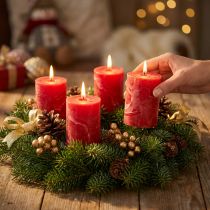 Produkt Świece adwentowe Premium Red Pillar Candles 70x100mm, 4 sztuki, długie palenie, wysokiej jakości