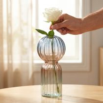 Produkt Szklany wazon Deco Wazon Niebieski Brązowy Przezroczysty Mini wazon Ø8cm W17cm