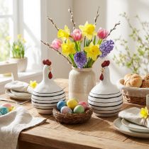 Produkt Ozdobna figurka ceramiczna w czarno-białe paski Wielkanoc W17cm 2szt