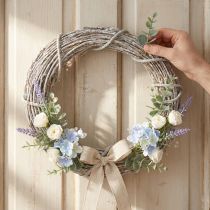 Produkt Wieniec dekoracyjny, bielony, na drzwi, shabby chic, Ø42cm, gałązki naturalne, styl rustykalny