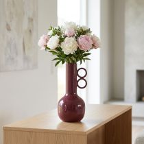 Produkt Nowoczesny, artystyczny wazon z długą szyjką i okrągłymi uchwytami do stylowych wnętrz, 24 cm