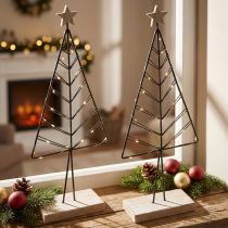 Produkt Mini choinka metalowa drewniana czarna naturalna 28cm 2szt