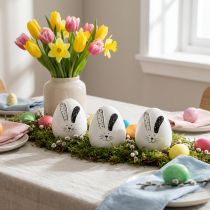 Produkt Ceramiczna dekoracja jajek wielkanocnych z dekoracją zajączków wielkanocnych 12cm 3szt