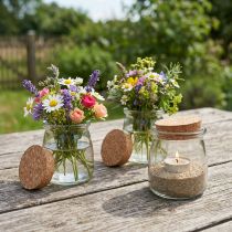 Produkt Dekoracja szklana z korkiem Vintage Clear Natural Ø7cm H8cm 6 szt.