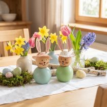 Produkt Drewniane figurki zajączków wielkanocnych, dekoracja stołu wielkanocnego, urocze figurki zajączków, dekoracja wiosenna, 9 cm, 8 sztuk