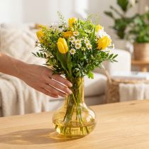 Produkt Wazon Żółty szklany wazon Bulwiasty wazon szklany Ø10,5cm W15cm
