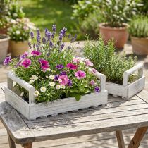 Produkt Pudełko na kwiaty Shabby Chic drewniane, białe, 38/31 cm, 2 sztuki