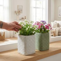 Produkt Sadzarka ceramiczna biała zielona siatka reliefowa 12x12cm H17.5cm 2szt
