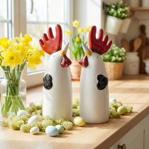 Produkt Ceramiczny Kogut Dekoracja Kuchni Kurczak Biały W23cm 2 szt