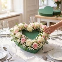 Produkt Romantyczne serce z pianki florystycznej 30cm, zielona, 2 sztuki