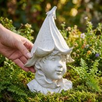 Produkt Dekoracyjna figurka w kształcie głowy krasnala, idealna do stylowego ogrodu i salonu, szara, 30 cm