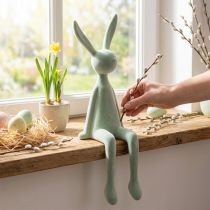 Produkt Króliczek wielkanocny, siedzący, z frędzlami, szaro-zielony, 56 cm