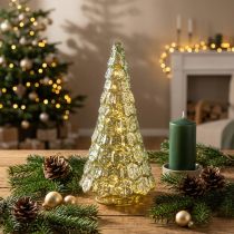 Produkt Mini choinka z oświetleniem LED zielono-złota 28cm