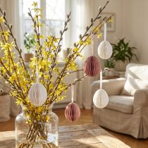Produkt Pisanki do zawieszenia plastry miodu białe pomarańczowe 8cm 6 szt