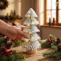 Produkt Mini choinka podświetlana LED jodła ze śniegiem 28cm