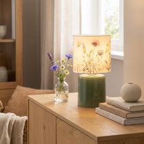 Produkt Lampa stołowa LED z kwiatowym wzorem do stylowego oświetlenia salonu, 23 cm