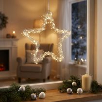 Produkt Gwiazda LED do zawieszenia srebrna metalowa 70 LED ciepła biel Ø25cm
