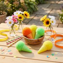 Produkt Lody w waflu sztucznym zielonym, żółtym, pomarańczowym mix 3,5cm 18 szt
