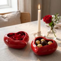 Produkt Ceramiczne ozdobne serduszka czerwone miski błyszczące 13×15×6,5cm 2 szt