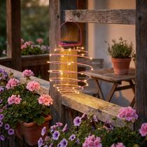 Produkt Solarna lampka ogrodowa różowa 22cm z 25 diodami LED w kolorze ciepłej bieli
