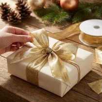 Produkt Wstążka z obrzeżem drucianym złota 25mm 25m