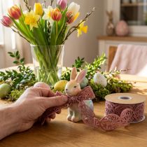 Produkt Wstążka aksamitna Jajka wielkanocne Wstążka dekoracyjna Wielkanoc stary róż 40mm 5m