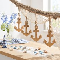 Produkt Kotwica Dekoracja Drewniana Wieszak Dekoracyjny w Kolorze Naturalnym 7cmx10cm 6 szt