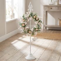 Produkt Stojak na wianek Shabby Chic Biały stojak na wianek Metal 4 haki wys. 76 cm