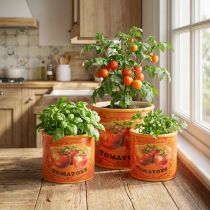 Produkt Zestaw doniczek na pomidory, ceramiczne doniczki dekoracyjne do kuchni i wystroju retro, 14 cm, zestaw 3 sztuk