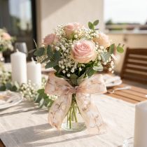 Produkt Wstążka organza, kwiaty bawełniane, wstążka dekoracyjna, różowa, 40mm, 15m