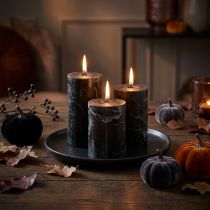 Produkt Eleganckie czarne świece filarowe, jednolity kolor, 70x100mm, 4 sztuki - dekoracja, Boże Narodzenie, Halloween