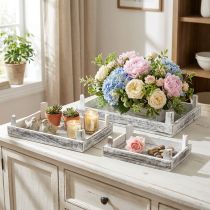 Produkt Drewniana taca dekoracyjna do aranżacji shabby chic zestaw 3 sztuk
