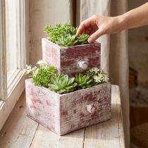 Produkt Pudełko na rośliny shabby chic dekoracyjna szuflada czerwono-biała zestaw 2 szt