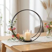 Produkt Ozdobny okrągły świecznik metalowy świecznik czarny Ø35cm