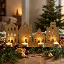 Produkt Świecznik Lampki choinkowe Deco Domy Złoto 52×12cm