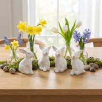 Produkt Ceramiczny Zając Wielkanocna Dekoracja Biały Złoty Zając Wielkanocny H7.5cm 4szt