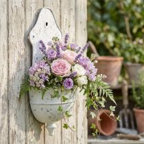 Produkt Shabby Chic Miska Ścienna Metalowa Półokrągła Biała 24cm×10cm×47cm