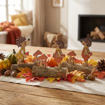 Produkt Jeż z grzybami figurka jesienna drewniana jeż żółto/pomarańczowa wys. 11cm zestaw 6 szt.