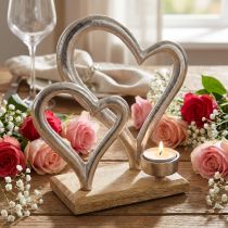 Produkt Świecznik na tealight serce metalowa dekoracja dekoracja stołu drewno 22cm