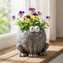 Produkt Uchwyt na garnek żaba z uśmiechem szary 11x12cm