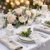 Produkt Wstążka organza do dekoracji ślubnych „Love” biała 40mm 15m