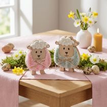 Produkt Drewniana ozdoba w kształcie owcy, śliczna figurka dekoracyjna na wiosnę i Wielkanoc, dekoracja stołu, 11 cm, 6 sztuk